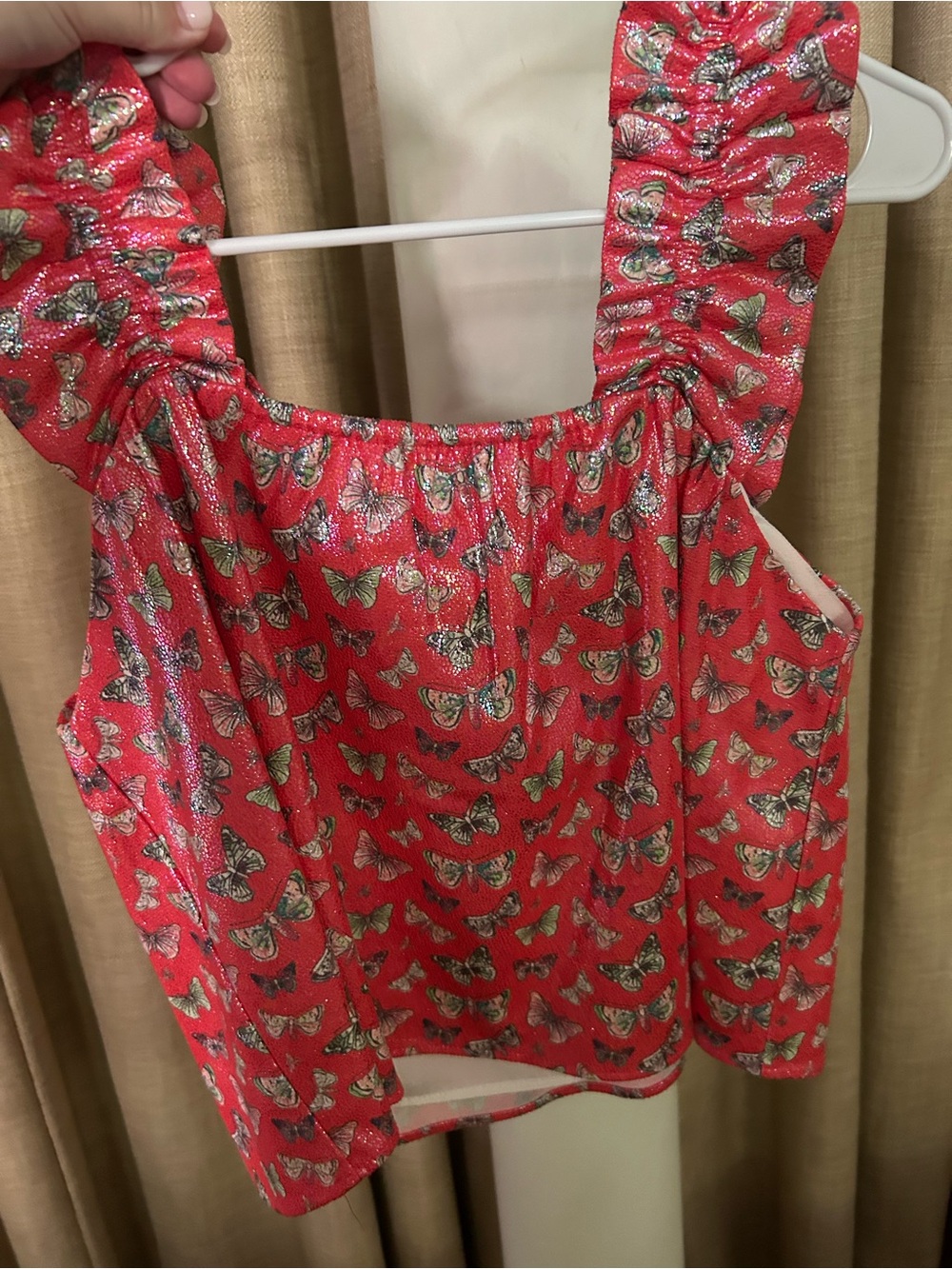Queen of Sparkles Coral Butterfly Top